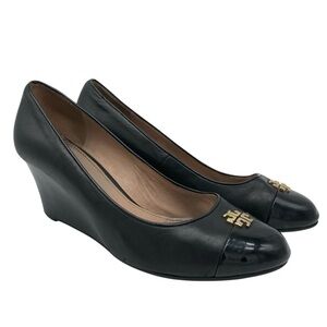 Tory Burch Reva Cap Toe Leather Wedges